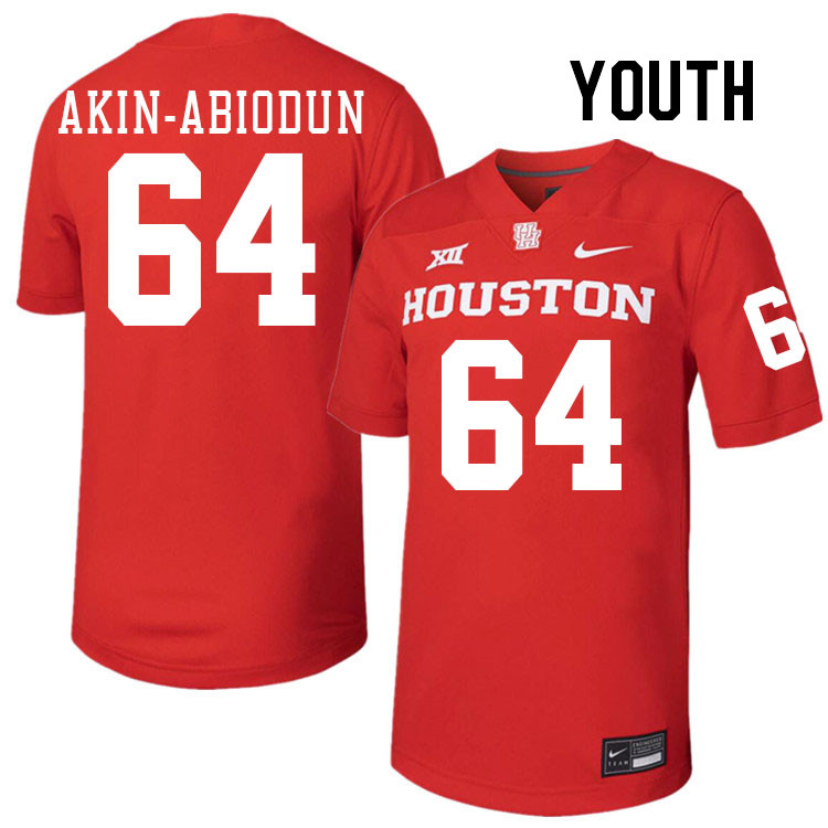 Youth #64 Ezekiel Akin-Abiodun Houston Cougars College Football Jerseys Stitched-Red